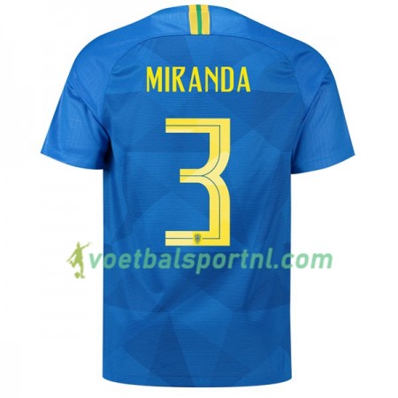 Brazilië Miranda 3 Uit Shirt WK voetbal 2018